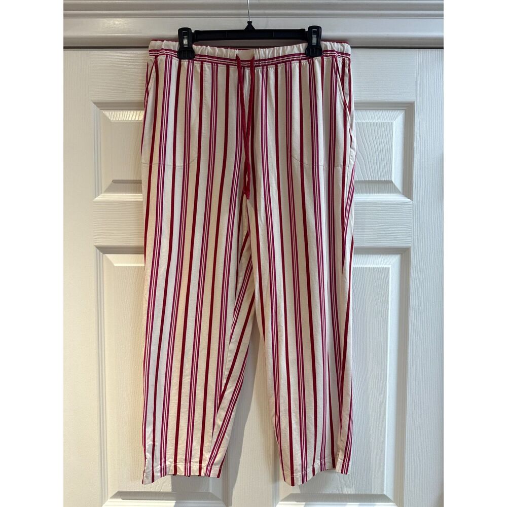Soma Striped Red White Pockets Soft Pull On Pajama Pants Womens Large